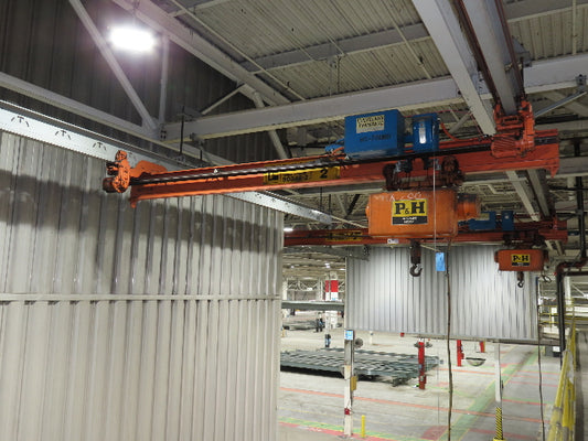 Cleveland Tramrail P&H 1 Ton Single Girder Underhung Bridge Crane 14' Span