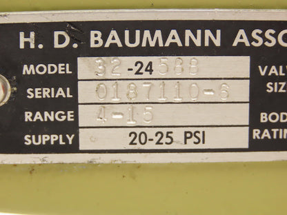 H.D. Baumann 32-24 588 Pneumatic Diaphragm Control Valve 1/2" Threaded 4-15 PSI
