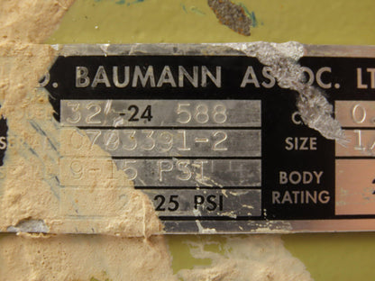 H.D. Baumann 32-24 588 Pneumatic Diaphragm Control Valve 1/2" Threaded 9-15 PSI