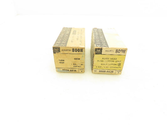 Allen Bradley 800H-AK1A Flush Head Push Button Unit Black Green Ser A Mixed Lot