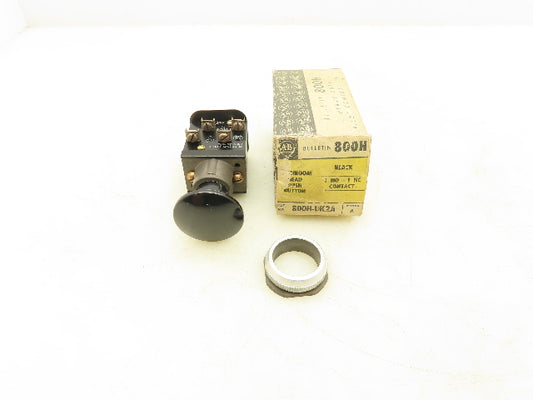 Allen Bradley 800H-DK2A Mushroom Head Push Button Black Ser A 1 NO 1 NC