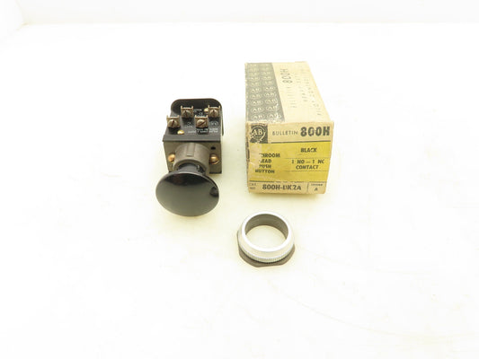 Allen Bradley 800H-DK2A Mushroom Head Push Button Black Ser A 1 NO 1 NC