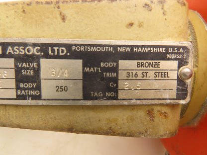 H.D. Baumann 32-24 588 Pneumatic Diaphragm Control Valve 1/2" Threaded Bronze