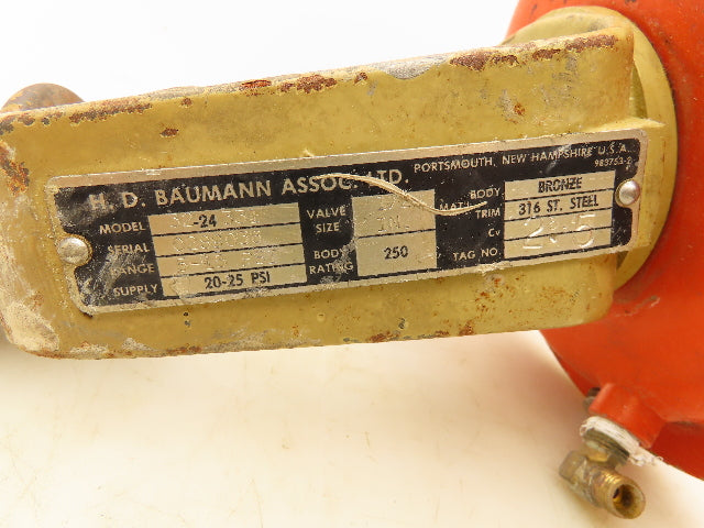 H.D. Baumann 32-24 331 Diaphragm Control Valve 1/2" Threaded 250 Bronze 5-15 PSI