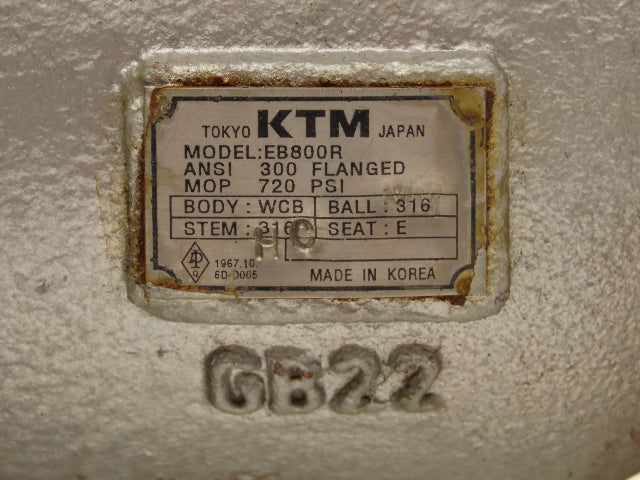 KTM EB862R-43/42ET-30 2" Steel Flanged Ball Valve Class 300 8 Bolt 720 Psi