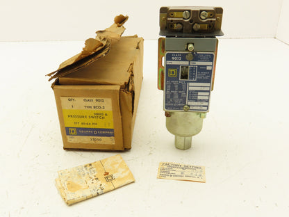 Square D 9012 BC0-3 Pressure Switch 60-64PSI 1/4" NPT 4-14 Differential