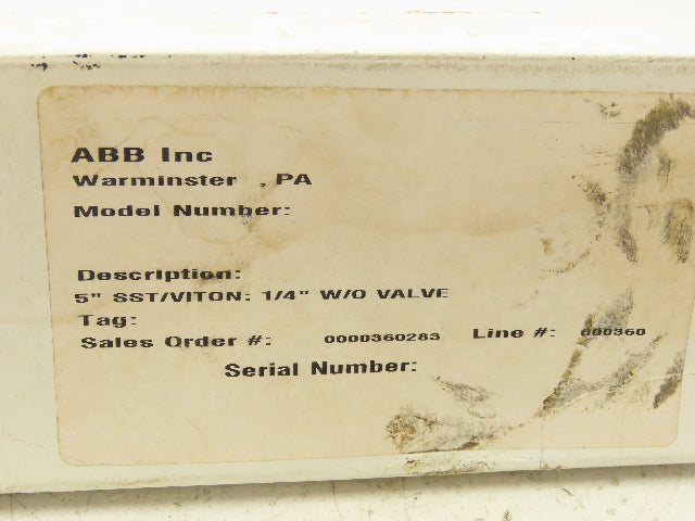 ABB 10A6132AB2B1X 5" Flow Meter 250PSIG 50 SCFH 1/4" NPT 1/4-25-G5