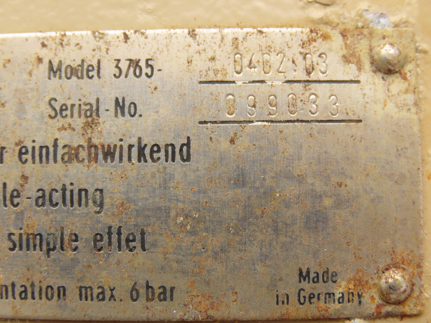 H.D. Baumann 3765-0402 03 Samson 765 Diaphragm Valve Positioner