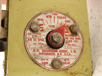 H.D. Baumann 21000 Pneumatic Diaphragm Butterfly Control Valve Positioner 2"