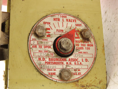 H.D. Baumann 21000 Pneumatic Diaphragm Butterfly Control Valve Positioner 2"