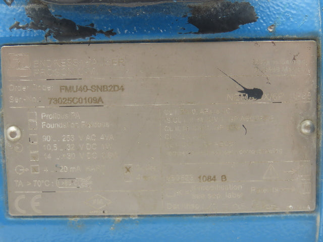 E+H Prosonic-M FMU40-SNB2D4 Ultrasonic Level Transmitter 14-30VDC 0.8W 16' Range