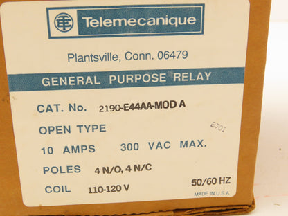 Telemecanique 2190-E44AA-MODA General Purpose Relay 4 NO 4 NC 120V Coil