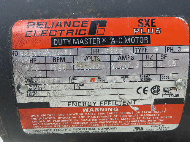 Reliance P56X1511R-FA AC Electric Motor 1HP 1725 RPM 230/460V 3PH FB56