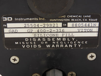 3D  Instruments 25504-29B21 Accu-Drive Pressure Gauge 4-1/2" 0-1000Psi 1/4" NPT