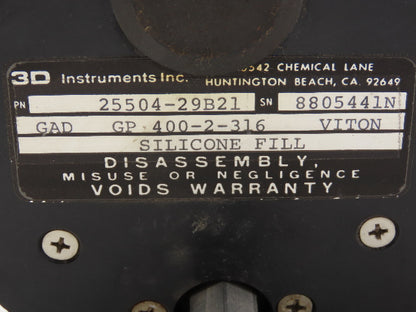 3D  Instruments 25504-29B21 Accu-Drive Pressure Gauge 4-1/2" 0-1000Psi 1/4" NPT