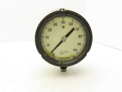 Ashcroft Pressure Gauge 0-100 Psi 4.5" Face 1/2"NPT 316 Tube 316 Socket