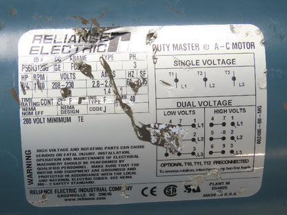 Reliance P56H3128G AC Electric Motor 3/4HP 1140 RPM 208-230V 3PH FC56C