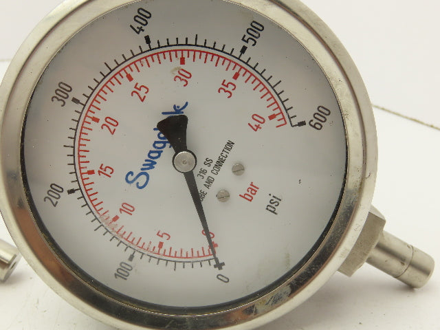 Swagelok Pressure Gauge 3-1/2" Dial 0-600Psi 1/2 Non Threaded Lot Of 2