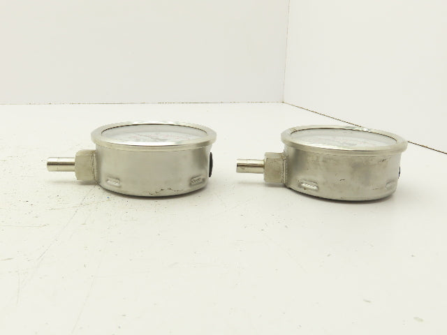 Swagelok Pressure Gauge 3-1/2" Dial 0-600Psi 1/2 Non Threaded Lot Of 2
