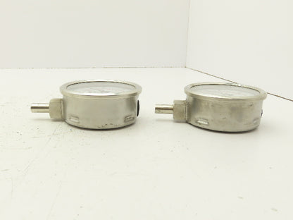 Swagelok Pressure Gauge 3-1/2" Dial 0-600Psi 1/2 Non Threaded Lot Of 2