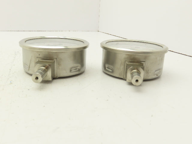 Swagelok Pressure Gauge 3-1/2" Dial 0-600Psi 1/2 Non Threaded Lot Of 2
