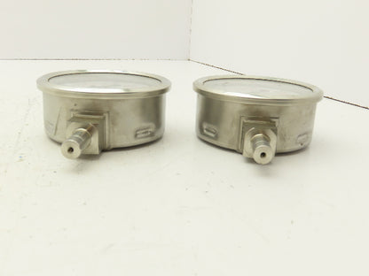 Swagelok Pressure Gauge 3-1/2" Dial 0-600Psi 1/2 Non Threaded Lot Of 2