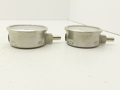 Swagelok Pressure Gauge 3-1/2" Dial 0-600Psi 1/2 Non Threaded Lot Of 2