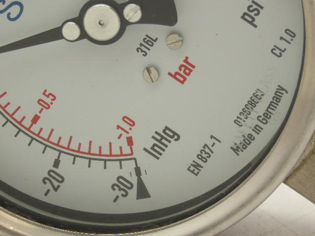 Swagelok EN837-1 Pressure Gauge 3-1/2" Dial 0-30Psi 1/4" Non Threaded Lot Of 2