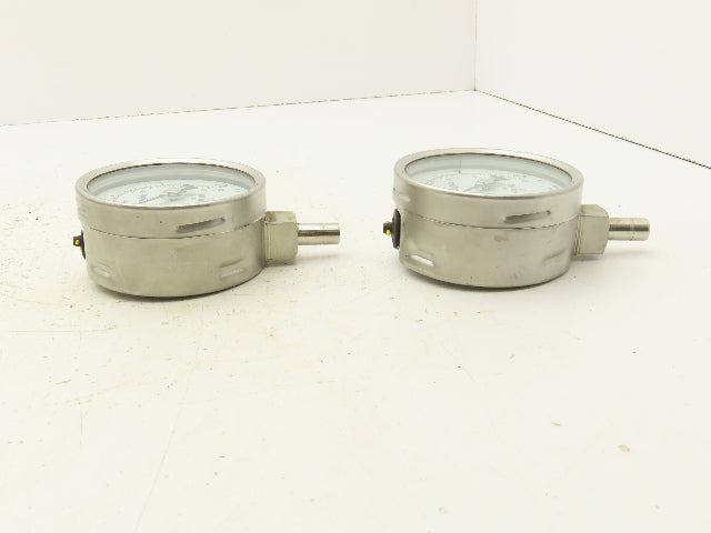 Swagelok EN837-1 Pressure Gauge 3-1/2" Dial 0-30Psi 1/4" Non Threaded Lot Of 2
