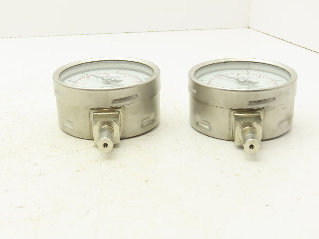 Swagelok EN837-1 Pressure Gauge 3-1/2" Dial 0-30Psi 1/4" Non Threaded Lot Of 2