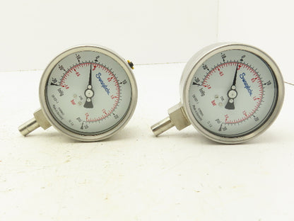 Swagelok EN837-1 Pressure Gauge 3-1/2" Dial 0-30Psi 1/4" Non Threaded Lot Of 2