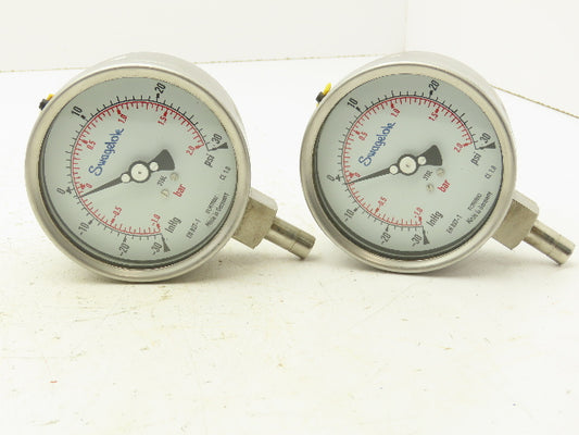 Swagelok EN837-1 Pressure Gauge 3-1/2" Dial 0-30Psi 1/4" Non Threaded Lot Of 2
