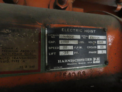 Cleveland Tramrail P&H 2 Ton Single Girder Underhung Bridge Crane 28' 4" Span