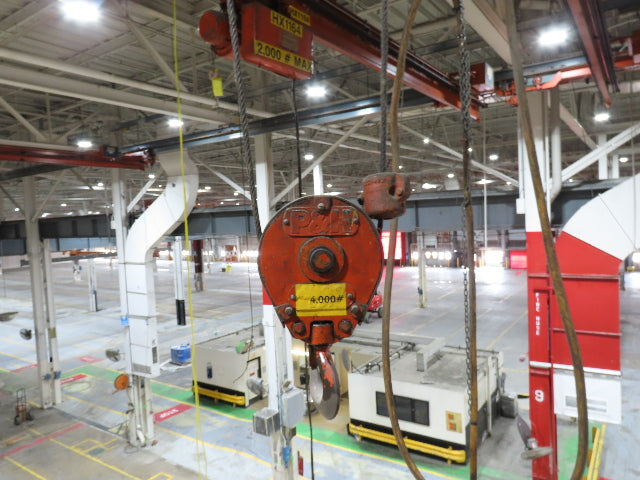 Cleveland Tramrail P&H 2 Ton Single Girder Underhung Bridge Crane 45' 10" Span