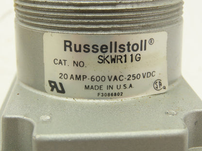 Russellstoll SKWR11G Pin and Sleeve Receptacle 11 Wire 20A 600V No Cover