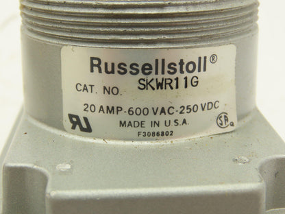 Russellstoll SKWR11G Pin and Sleeve Receptacle 11 Wire 20A 600V No Cover