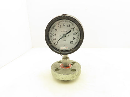 Wika Pressure Guage 4-1/2" Dial 0-100Psi w/5" Flanged Diaphragm Seal