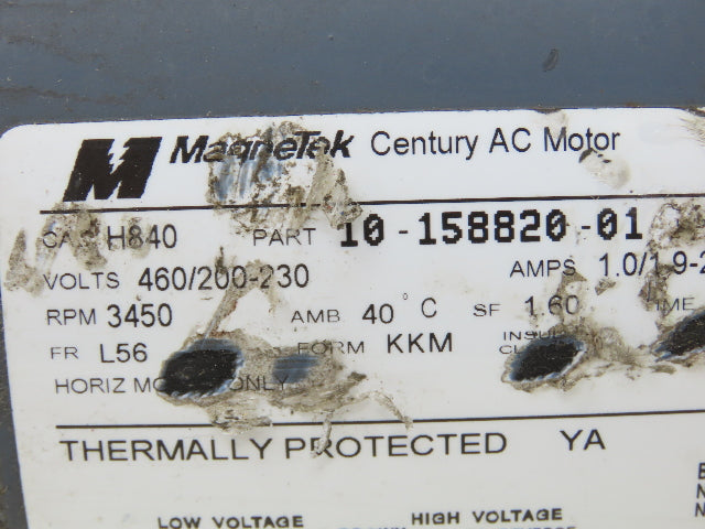 Magnetek Century H840 Electric Motor 1/2HP 3450 RPM 3PH 230/460V L56