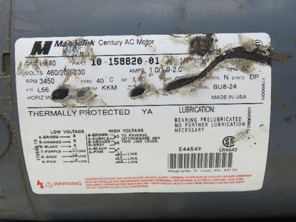 Magnetek Century H840 Electric Motor 1/2HP 3450 RPM 3PH 230/460V L56