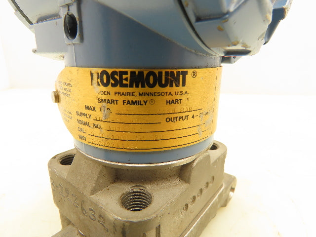 Rosemount 3051PD3A22A1AB4 Pressure Transmitter 0-1000" H20 3626Psi 10.5-55VDC