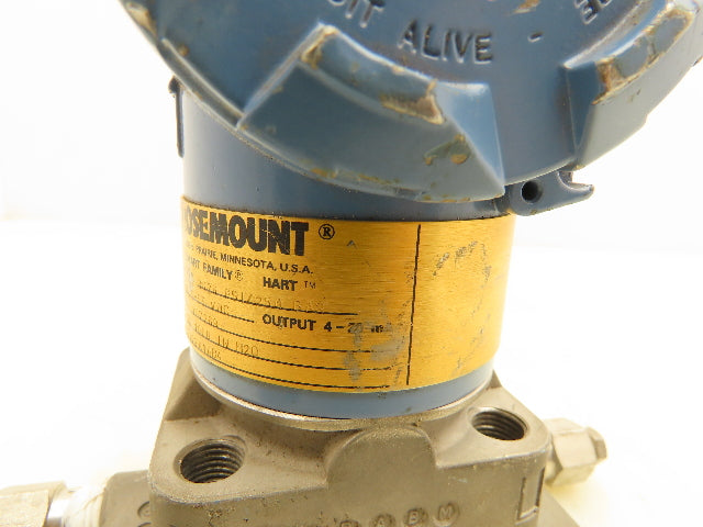 Rosemount 3051PD3A22A1AB4 Pressure Transmitter 0-1000" H20 3626Psi 10.5-55VDC