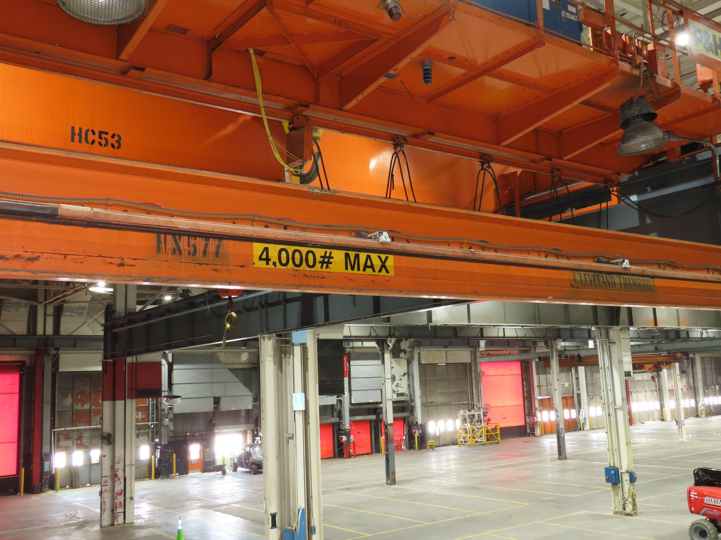 Cleveland Tramrail P&H 2 Ton Single Girder Underhung Bridge Crane 46' Span