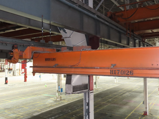 Cleveland Tramrail P&H 3 Ton Single Girder Underhung Bridge Crane 46' Span