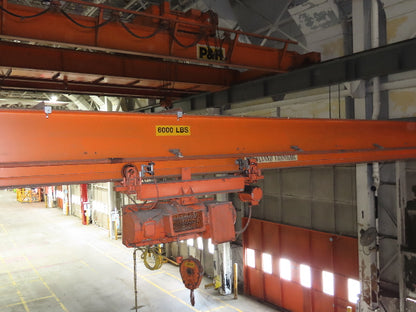 Cleveland Tramrail P&H 3 Ton Single Girder Underhung Bridge Crane 46' Span