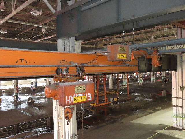 Cleveland Tramrail P&H 1 Ton Single Girder Underhung Bridge Crane 46' Span