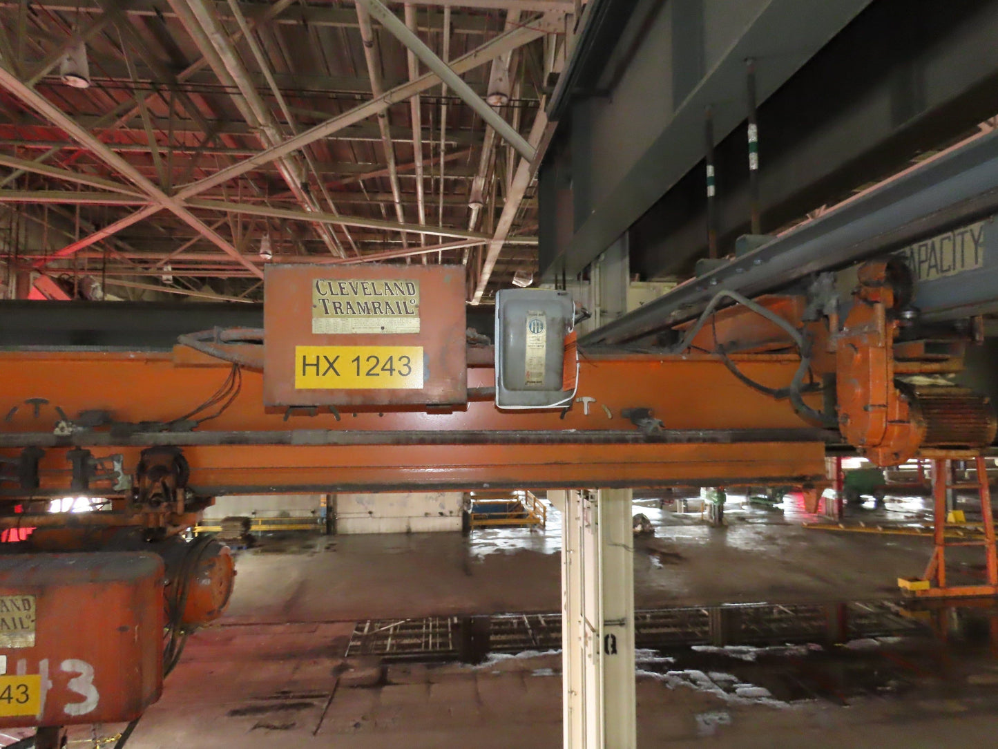 Cleveland Tramrail P&H 1 Ton Single Girder Underhung Bridge Crane 46' Span