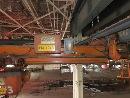 Cleveland Tramrail P&H 1 Ton Single Girder Underhung Bridge Crane 46' Span