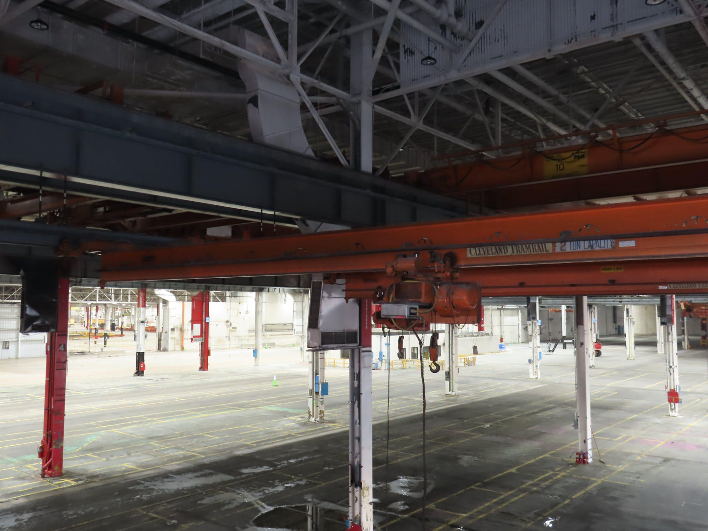 Cleveland Tramrail P&H 1 Ton Single Girder Underhung Bridge Crane 46' Span