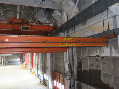 Cleveland Tramrail P&H 1 Ton Single Girder Underhung Bridge Crane 46' Span