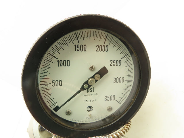 US Gauge 43257 Solfrunt Pressure Gauge w/Temp Sensor And Diaphragm 0-3500 5"Face